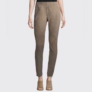 *NEW* Lafayette 148 New York Suede/Leather Riding Leggings Nougat Small 4-6